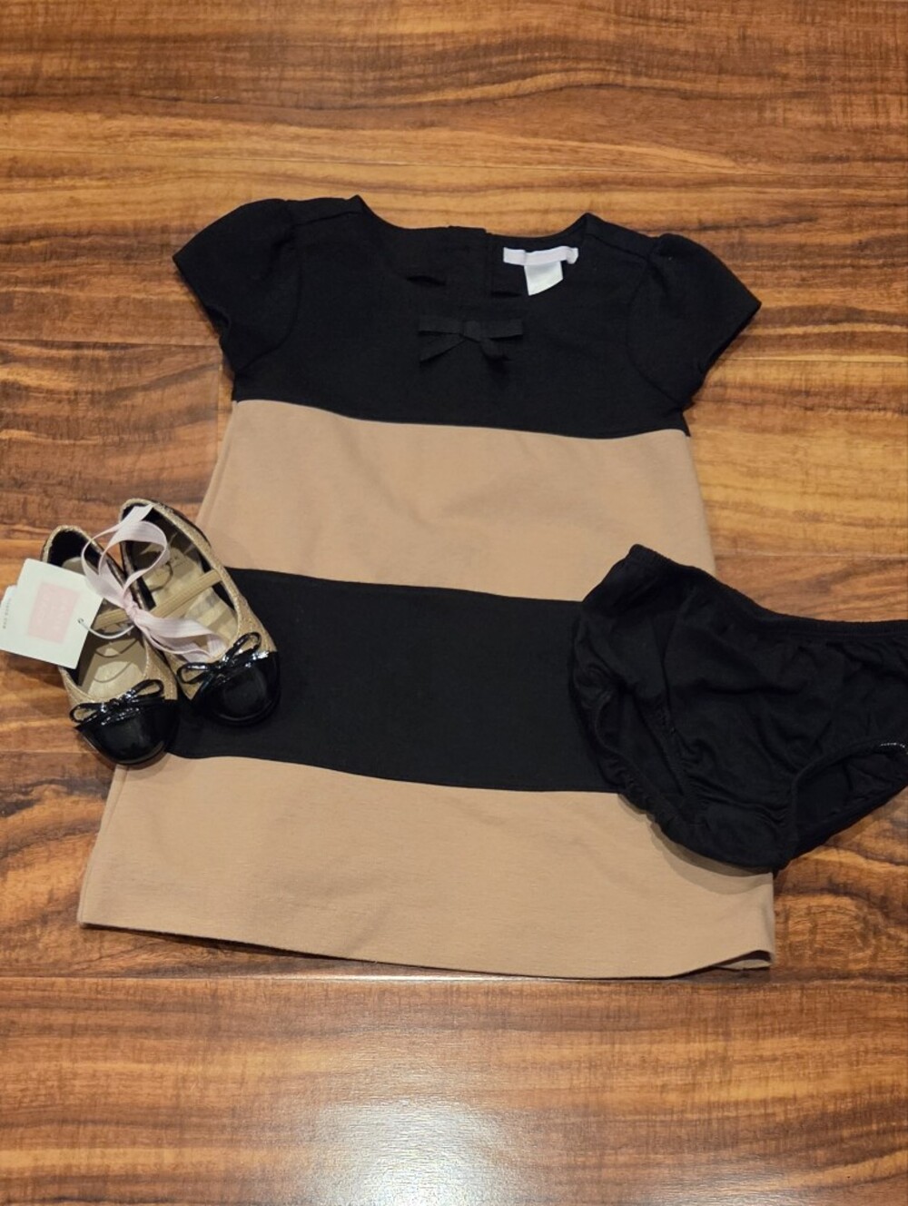Janie and Jack NWT/EUC 18-24 Months Striped Ponte Dress and Shoes (size 5)